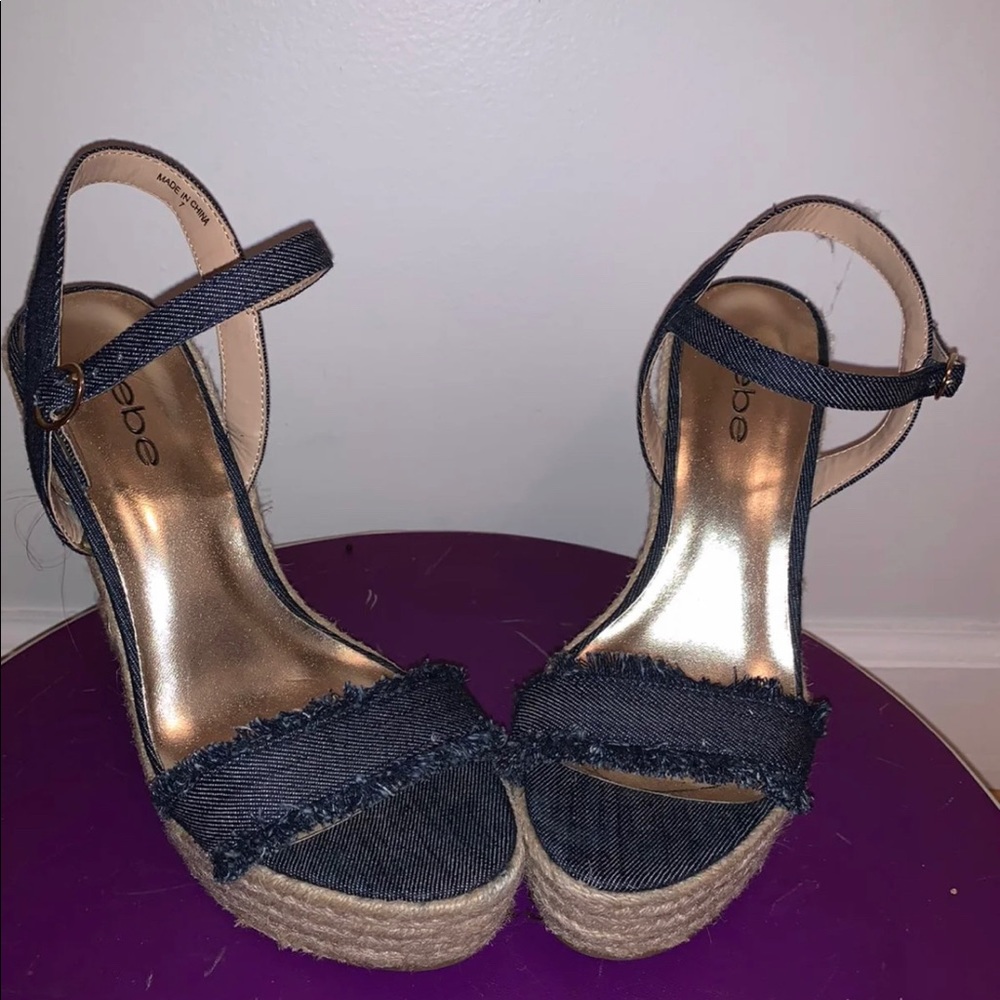 BEBE Denim Wedges